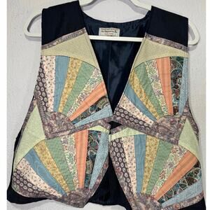 Vintage Patchwork Quilt Vest Penny Juarez Cottagecore Prairie Boho Folk Handmade